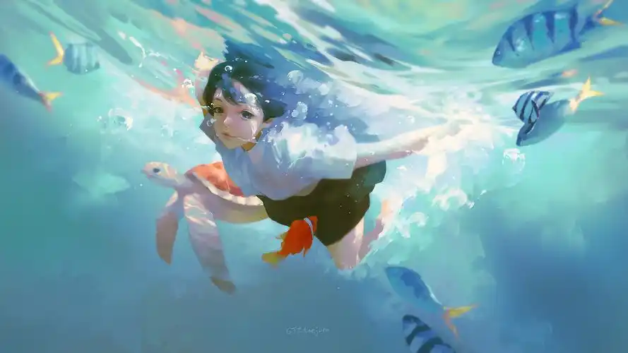 二次元壁纸-和风庭院少女